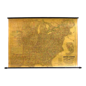 1863 "Lloyd's New Map of the United States, the Canadas, and New Brunswick" Hanging Wall Map