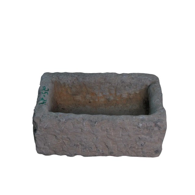 Late 19th Century 20" Inch Long Hand Chiseled Stone Trough 24-24 For Sale - Image 5 of 5