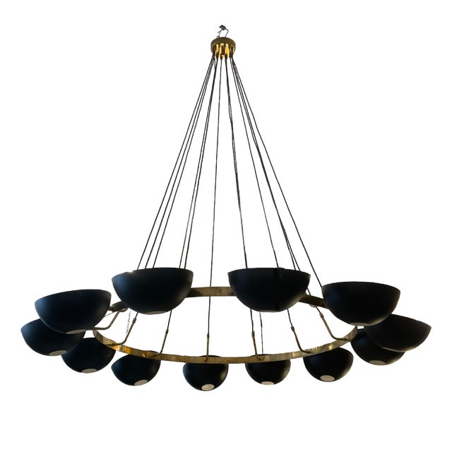 Black Ring and Cup Ceiling Lamp, 1970s For Sale