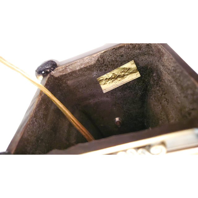 Lamps Maitland Smith Black Marble Pair & Silk Shades For Sale - Image 11 of 12