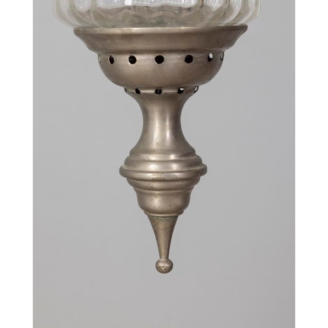 Silver Vintage Italian Pendant Lamp in Decorated Glass, 1960s For Sale - Image 8 of 9