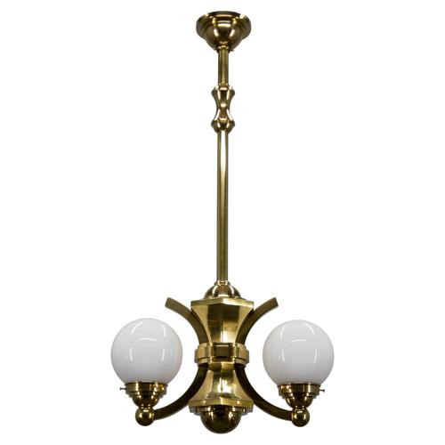 Art Deco Brass and Glass Chandelier from Gocar, 1910s For Sale - Image 11 of 11