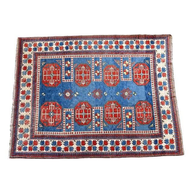 Art Deco Geometric Wool Milas Rug, Turkey, 1970s For Sale