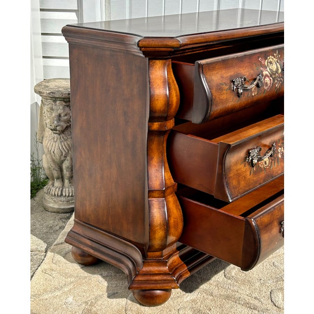 Ethan Allen Bombe Chest Tuscany Painted 3 Drawer Commode French Country Dresser For Sale - Image 9 of 13
