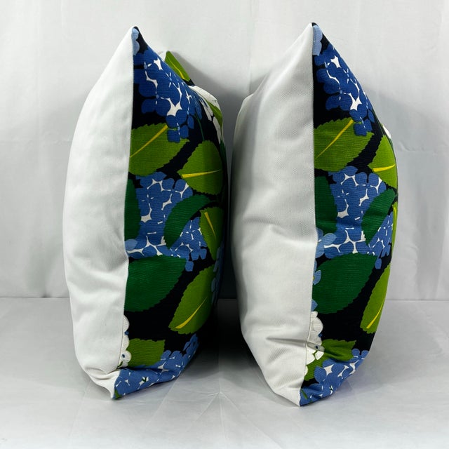 Abstract Hydrangea Paul Poiret Attributed to Schumacher 20”x20” Feather/Down Pillows - A Pair For Sale - Image 3 of 5