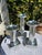 Set of Three Vintage Pewter Silver Candle Holders For Sale - Image 4 of 12