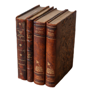 Antique Swedish Leather Bound Books, Set of 4 - Locke, Karlfeldt & Engström