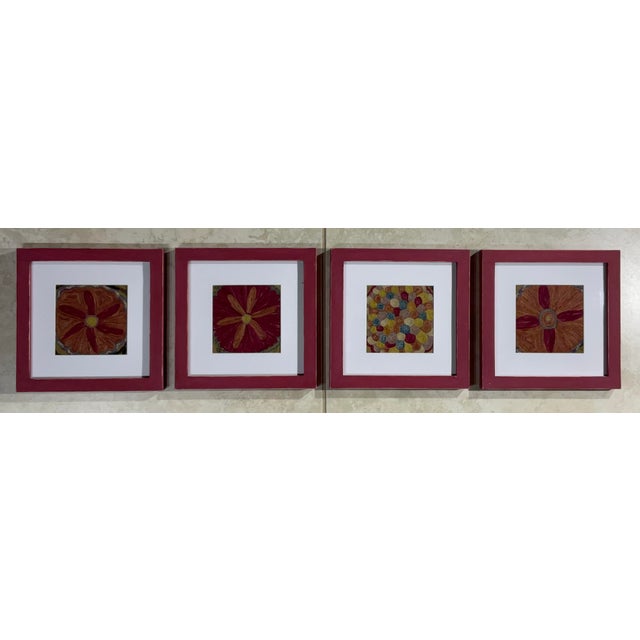 Set of Four 19 Century Antique Silk Suzani Wall Hanging For Sale - Image 10 of 12