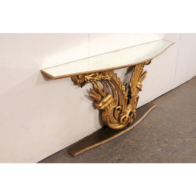 Wood Italian Cornucopia Motif Gilt Wall Console For Sale - Image 7 of 9