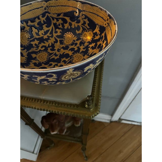 1970s Large Ceramic Peacock Design Decorative Bowl For Sale - Image 5 of 7