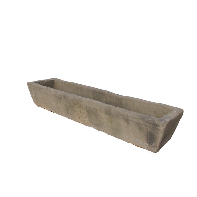 87" Inch Long Hand Chiseled Stone Trough 65 For Sale - Image 4 of 12