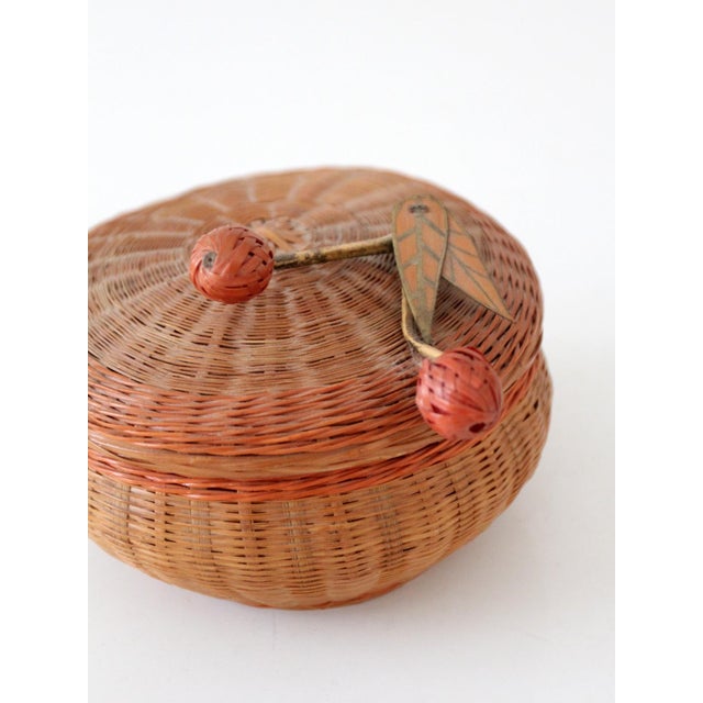 Vintage Chinese Lidded Basket With Swing Berry Finial For Sale - Image 11 of 14