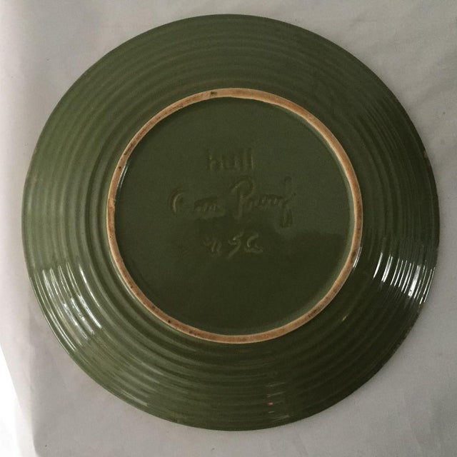 MidCentury Hull Pottery Green Drip Glaze Dinner Plates Set of 8