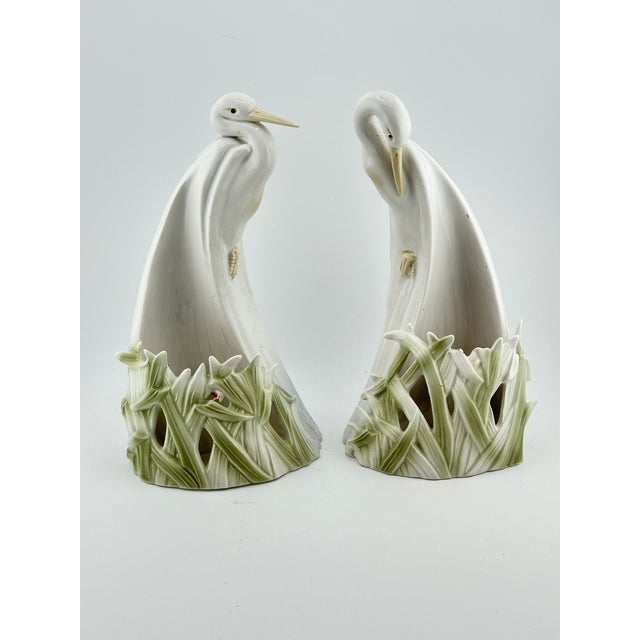Ceramic Vintage Crane Candle Holders For Sale - Image 7 of 12