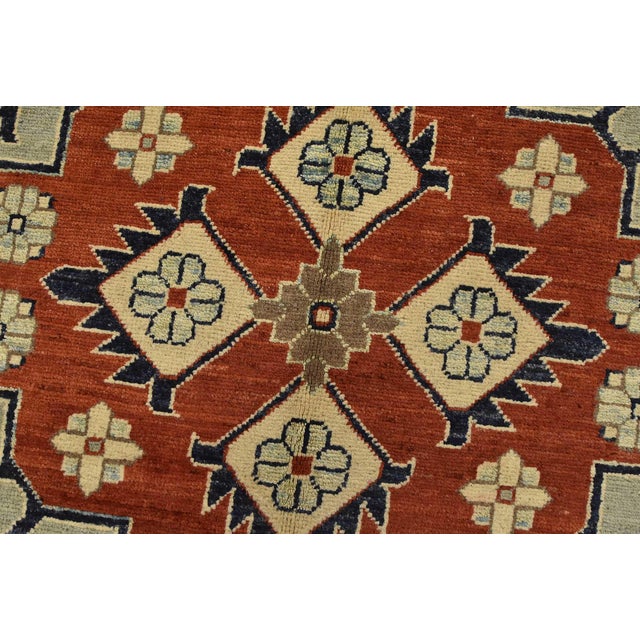 Textile Kazak Runner 4’11” X 12’6” Blue Wool Tribal Hand-Knotted Oriental Rug For Sale - Image 7 of 13