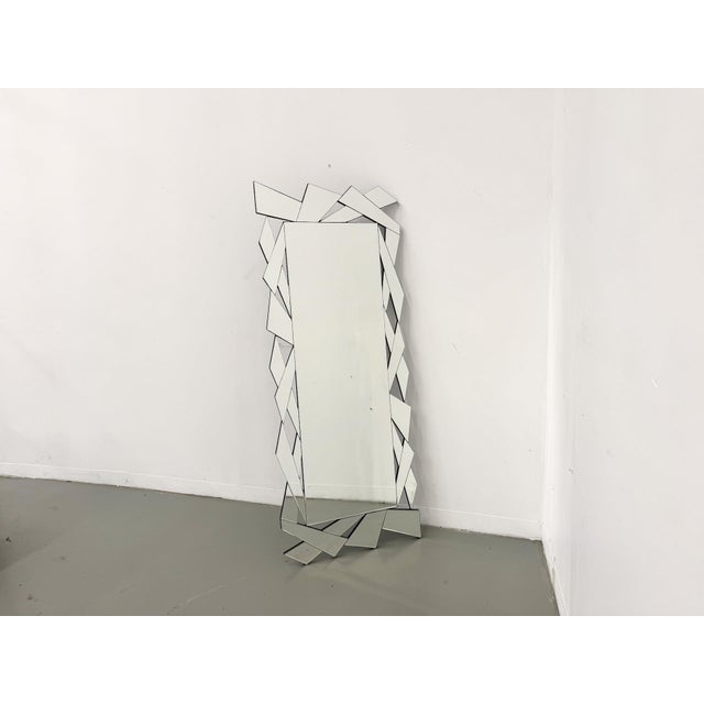 Glass Vintage Graphic Faceted Mirror, 2000s For Sale - Image 7 of 13