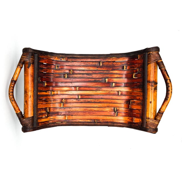 Mid 20th Century Vintage Handcrafted Bent Bamboo Display Tray on Stand – Organic Modern / Tropical For Sale - Image 5 of 13