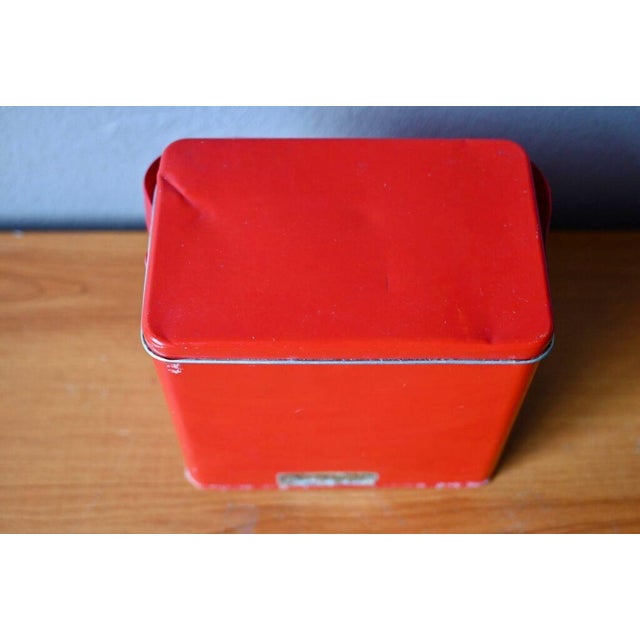 Gray Vintage Scandinavian Lunch Box with Red Handle, Denmark, 1950s For Sale - Image 8 of 11
