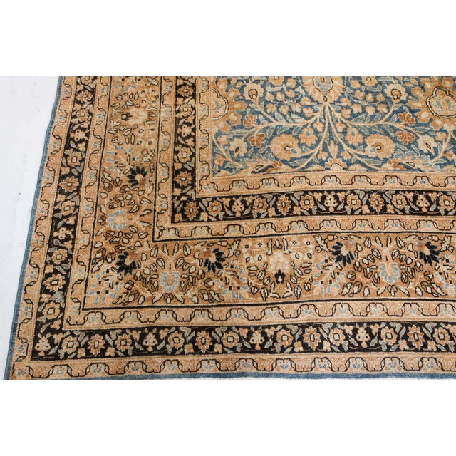 Blue Authentic 1900s Persian Meshad Blue Handmade Wool Carpet For Sale - Image 8 of 8
