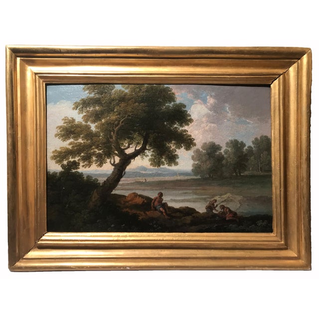 Andrea Locatelli (Rome, Italy, 1695 – 1741) Title: Landscape with fisherman Technique: Oil on canvas Dimensions: Without...