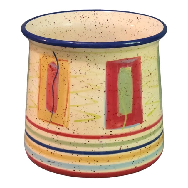 Late 20th Century Southwestern Pfaltzgraff Colorful Sedona Canister Vase Planter Bowl For Sale