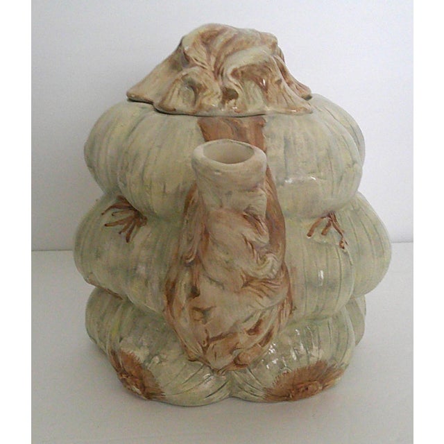 Vintage Ceramic Garlic Bulb Face Tea Pot W/Lid Kitsch Farmhouse Eclectic Fun For Sale - Image 10 of 12