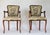 Pair of vintage French Louis XV style armchairs with needlepoint seat, backrests and arms. Backrest features a romantic...