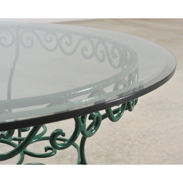 o.w. Lee American Regency Style Wrought Iron and Glass Scrolled Garden Table For Sale - Image 12 of 18