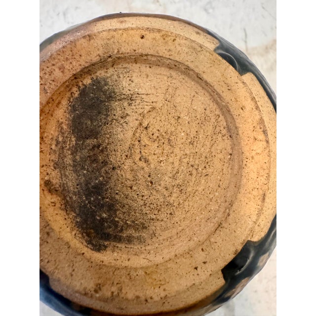Vintage Studio Pottery Drip Glaze Vase With Illegible Pottery Mark For Sale In West Palm - Image 6 of 9