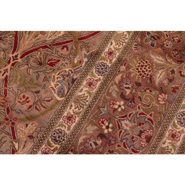 1990s Floral 1990's Pak-Persian Green/Red Wool Rug - 9'2'' X 12'4'' For Sale - Image 5 of 9