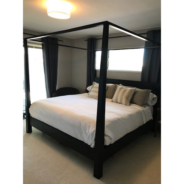 Crate & Barrel Pavillion Black Mahogany Canopy King Bed Chairish
