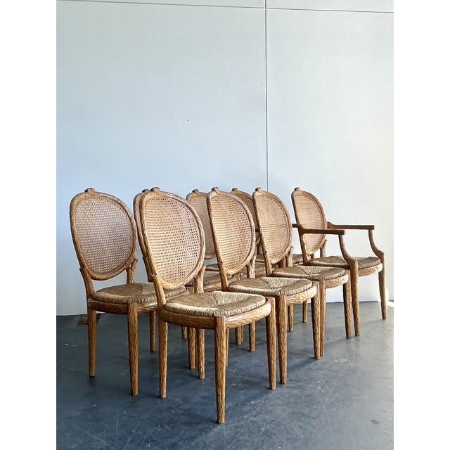 French Provincial Vintage Boho Lorin Marsh Faux Bois Dining Chairs - Set of 8 For Sale - Image 3 of 10