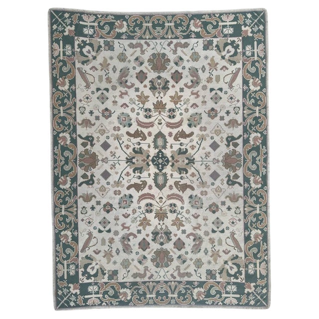 Mid-Century Portuguese Needlepoint Rug, 1940s For Sale