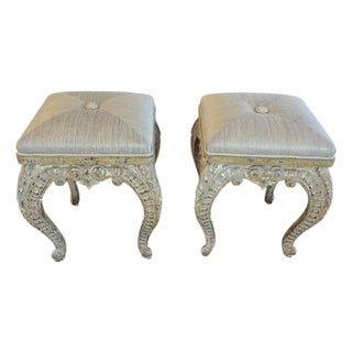Italian Baroque Style Giltwood Benches/ Stools - A Pair For Sale