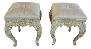 Italian Baroque Style Giltwood Benches/ Stools - A Pair