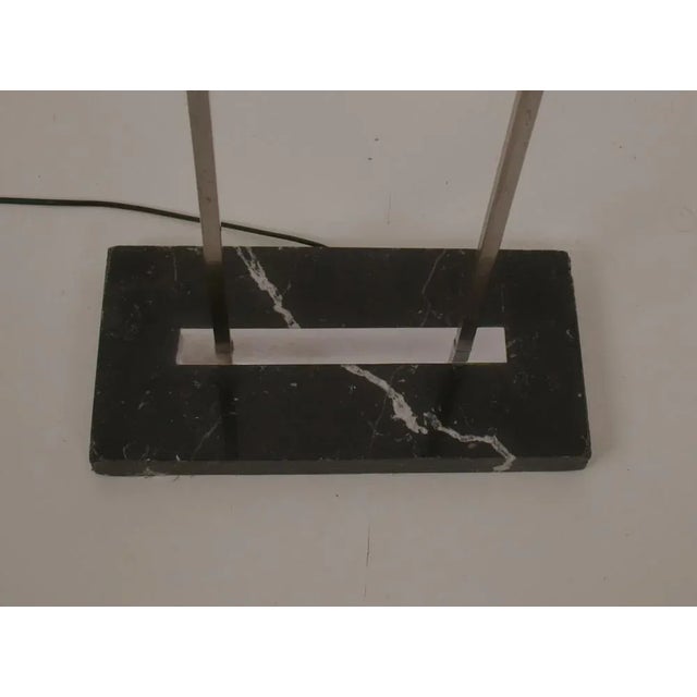 Mid-Century Floor Lamp with Base in Black Marble and Chromed Metal Structure For Sale - Image 9 of 11