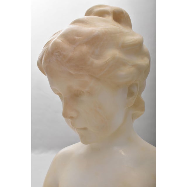 Gino AR, Young Girl Sculpture, 1890s, Alabaster For Sale - Image 4 of 10