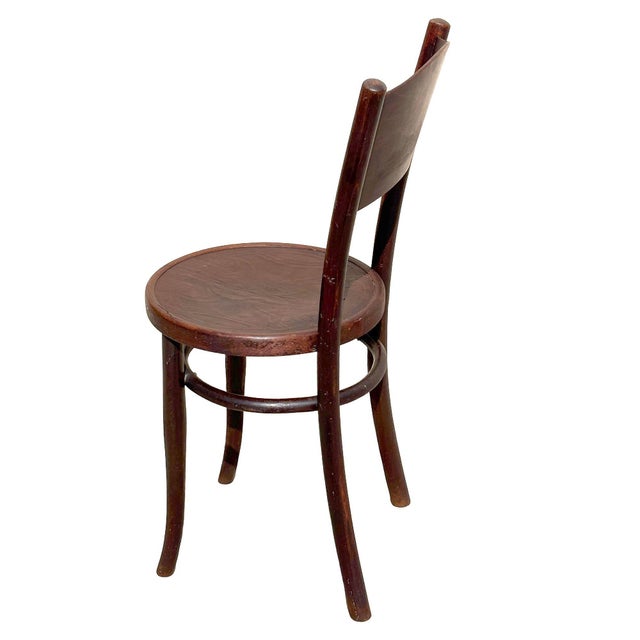 Wood Antique Vienna Secession Bent Oak W/ Carved Floral Backreast and Seat by Thonet-Mundus For Sale - Image 7 of 9