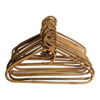 1970s Vintage Mid-Century Bamboo Rattan Clothing Hangers Set of 11 For Sale