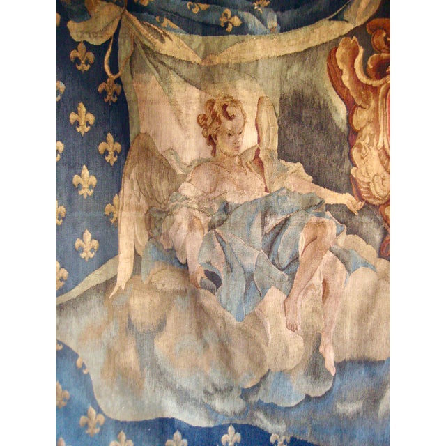 French Beauvais Tapestry Coat of Arm of the Kings of France 19 Century For Sale - Image 9 of 15
