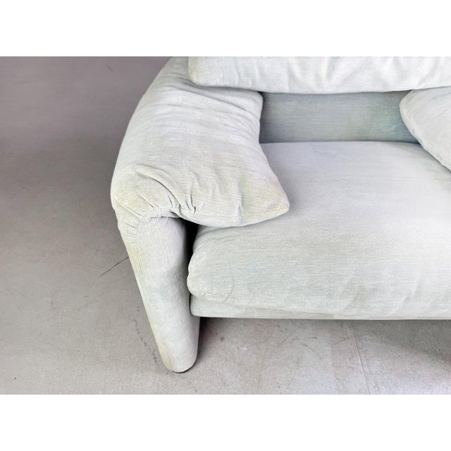 Turquoise Fabric Maralunga Armchair by Vico Magistretti for Cassina, 1990s For Sale - Image 9 of 13