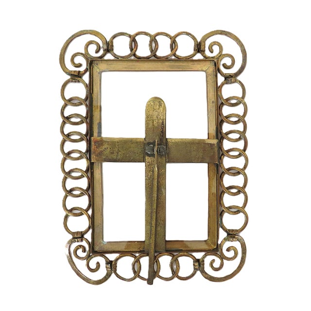 English Brass Photo Picture Frame Link Ring Coil Chain Rope Antique Victorian For Sale - Image 4 of 4