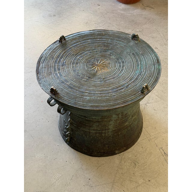 Mid 20th Century Early Southeast Asian Bronze Drum Table with Beautiful Patina For Sale In Palm Springs - Image 6 of 18