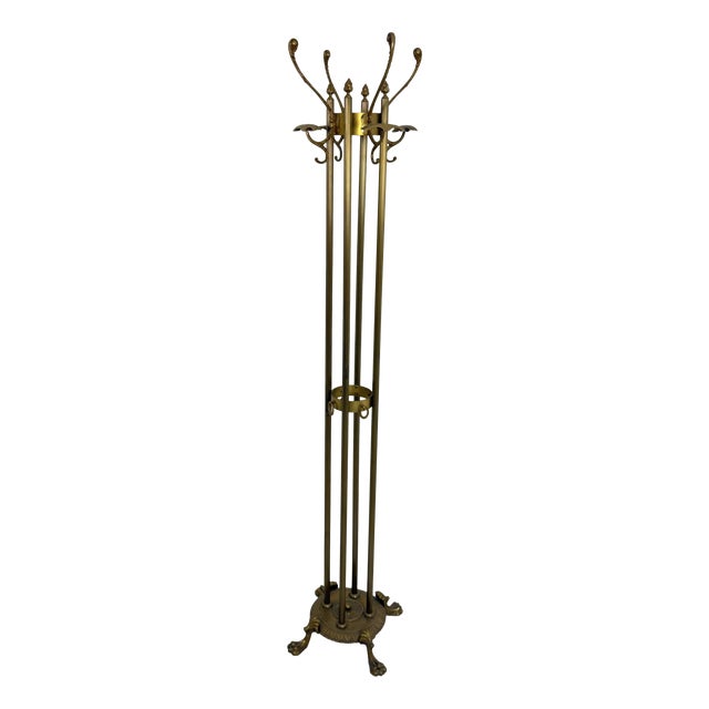 Italian Hollywood Regency Brass Coat Rack, 1940s For Sale