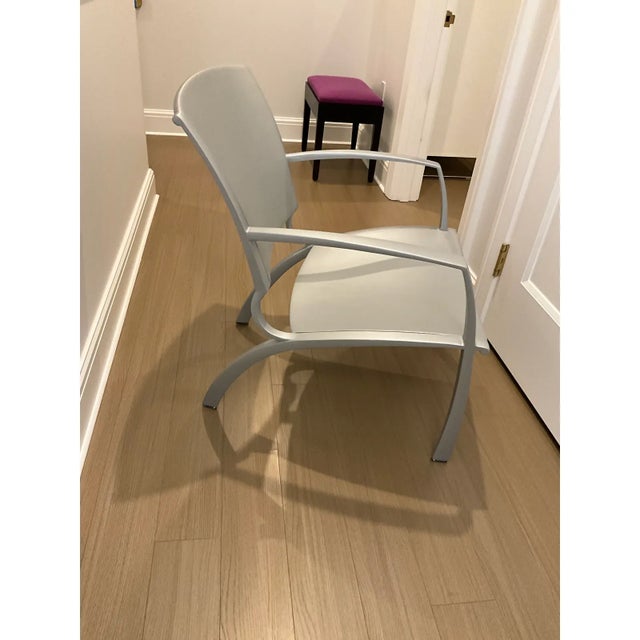 Silver Richard Frinier Award Winning Aero Chair for Brown Jordan With Seat and Back Cushions and Glass Top Side Table For Sale - Image 8 of 11