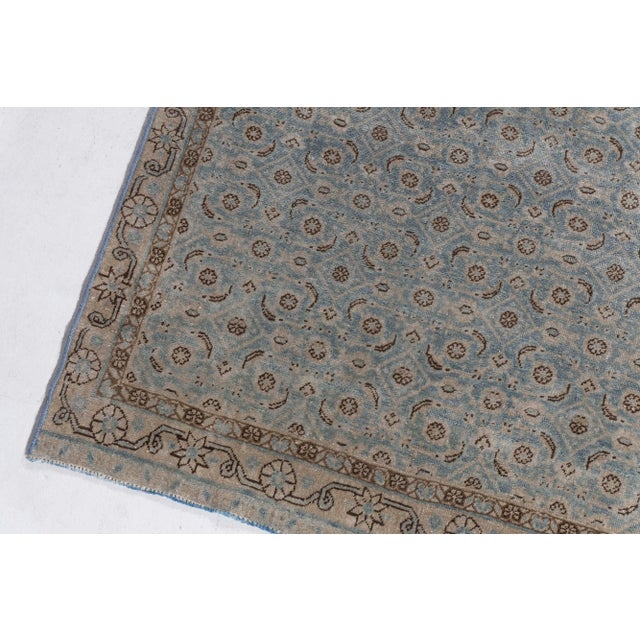 1910s Antique 1910 Blue Hand Knotted Runner - 3'3 X 15'4 For Sale - Image 5 of 12