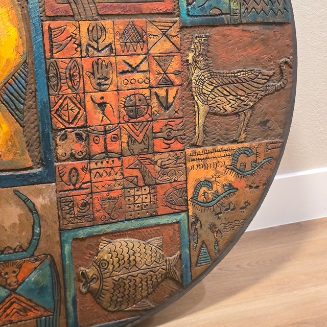 2000 - 2009 Artist Dr. Eyad Al Masri, Painting Over Carved Wood, Untitled For Sale - Image 5 of 7