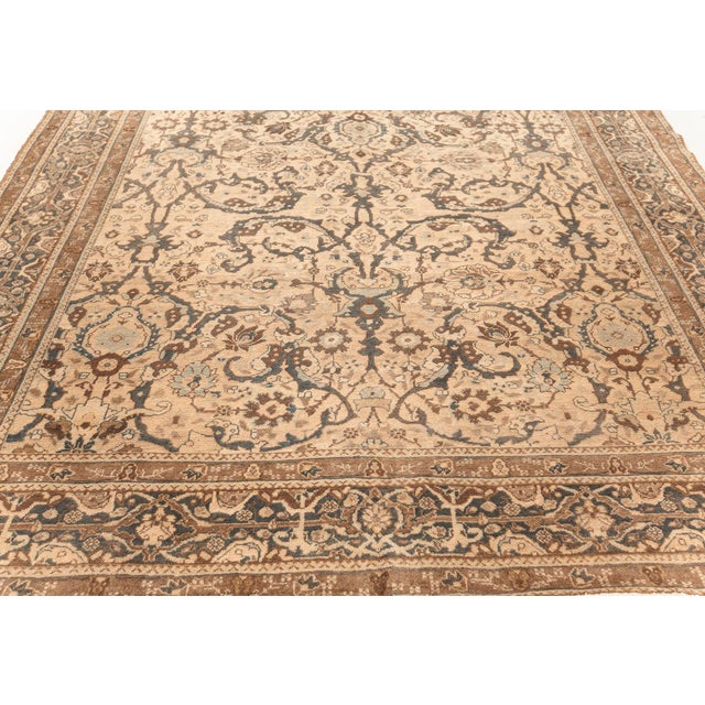 Persian Authentic Persian Tabriz Rug in Beige, Blue, Brown and Gray For Sale - Image 3 of 8