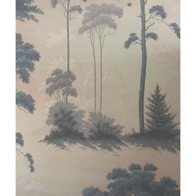 Not Yet Made - Made To Order 36" * H96" * 2ps, Hand-Painted Misty Pine Grove Mural Wallpaper, Dawn Haze Pine Tree Wall Mural For Sale - Image 5 of 5