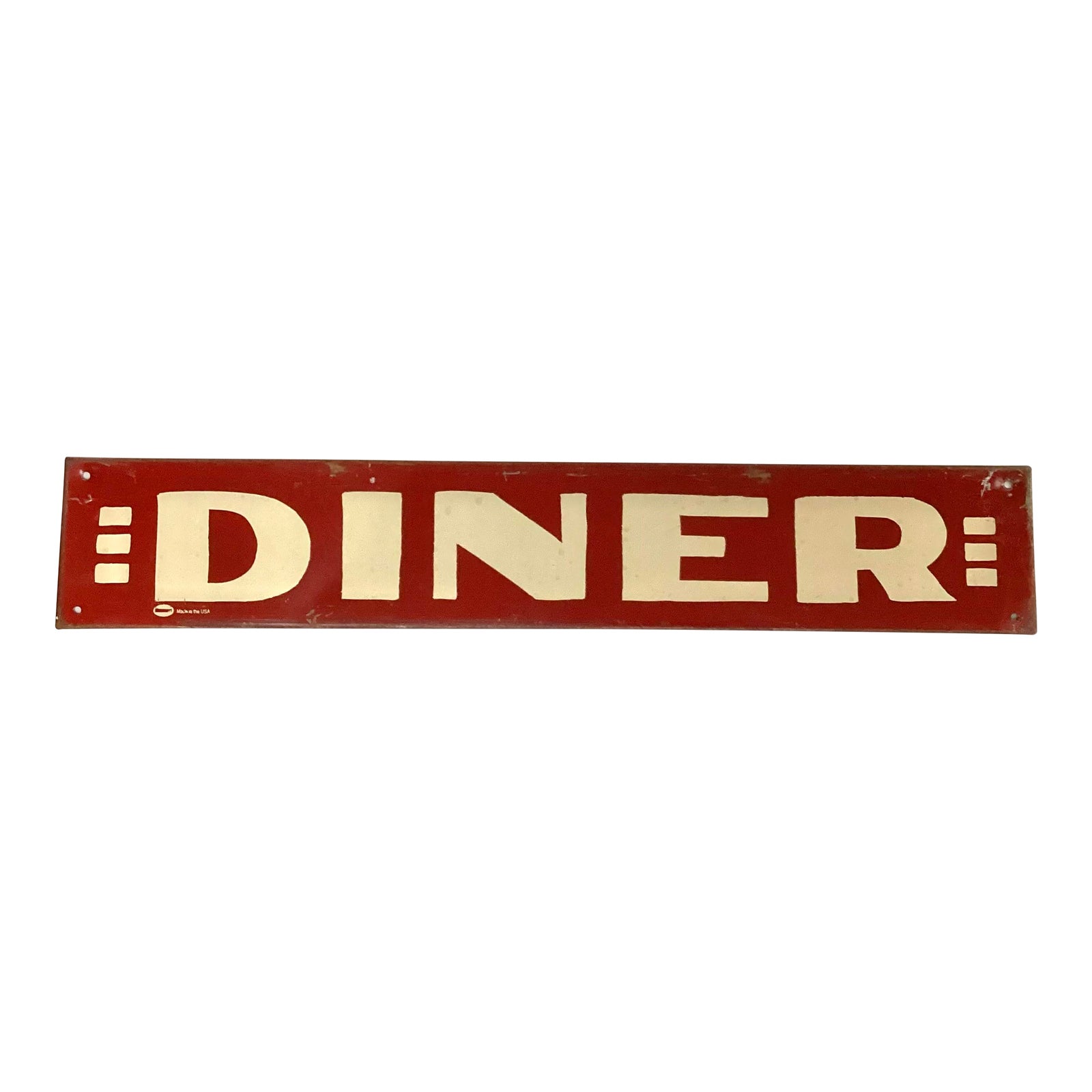 Vintage Mummert Metal Tin Diner Sign Red & White Made in the Usa | Chairish